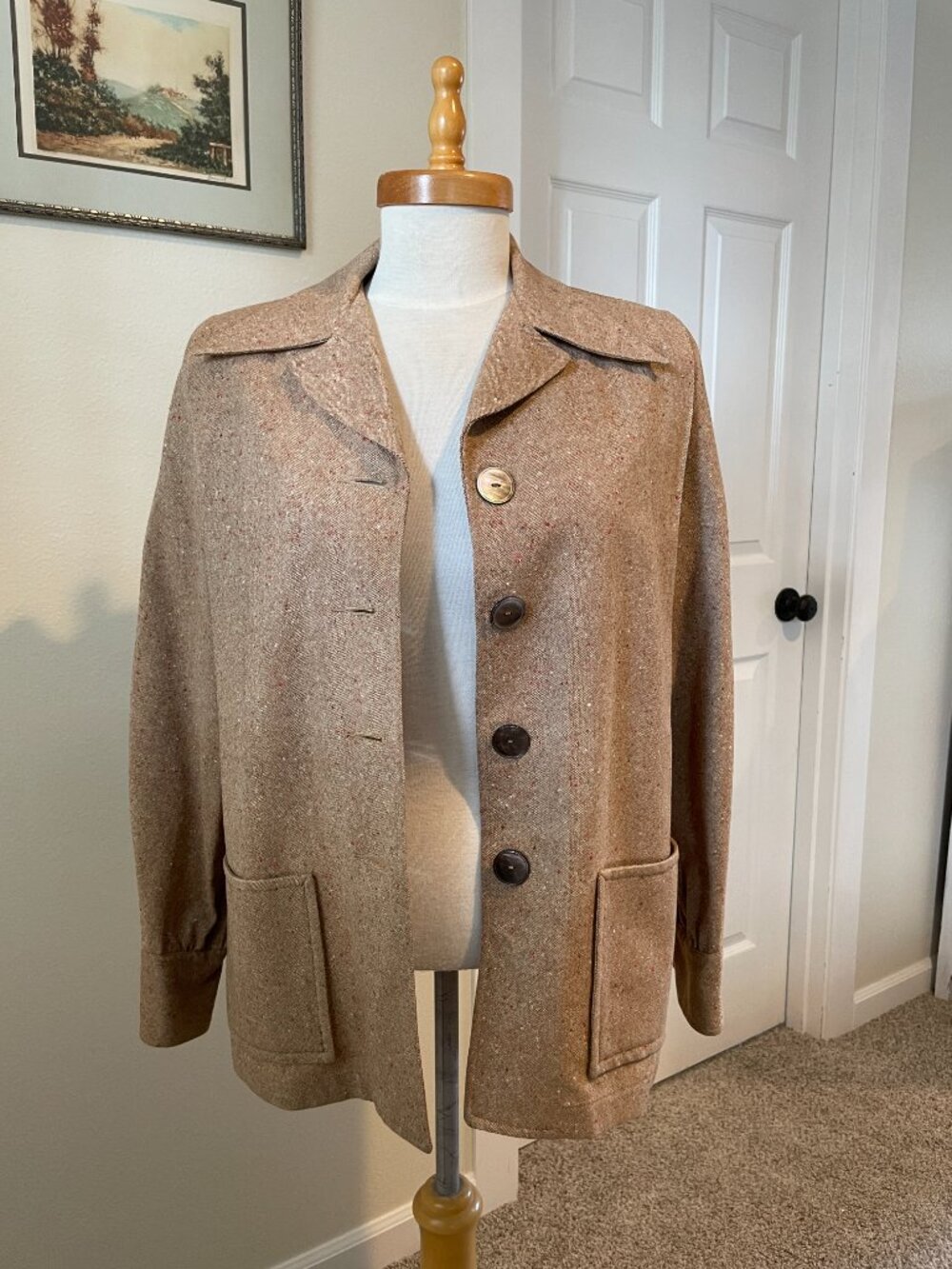 Vintage Pendleton 49er Jacket in Tan/Beige Red White Flecked Specs Wool - Picture 2 of 6